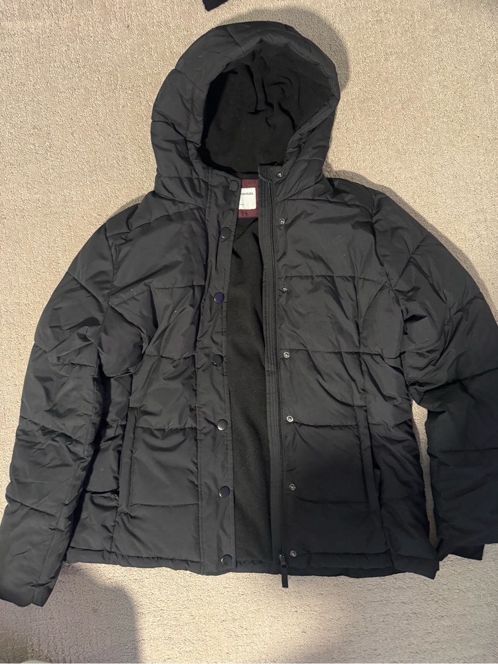 Amazon Essentials Black Hooded Puffer Coat